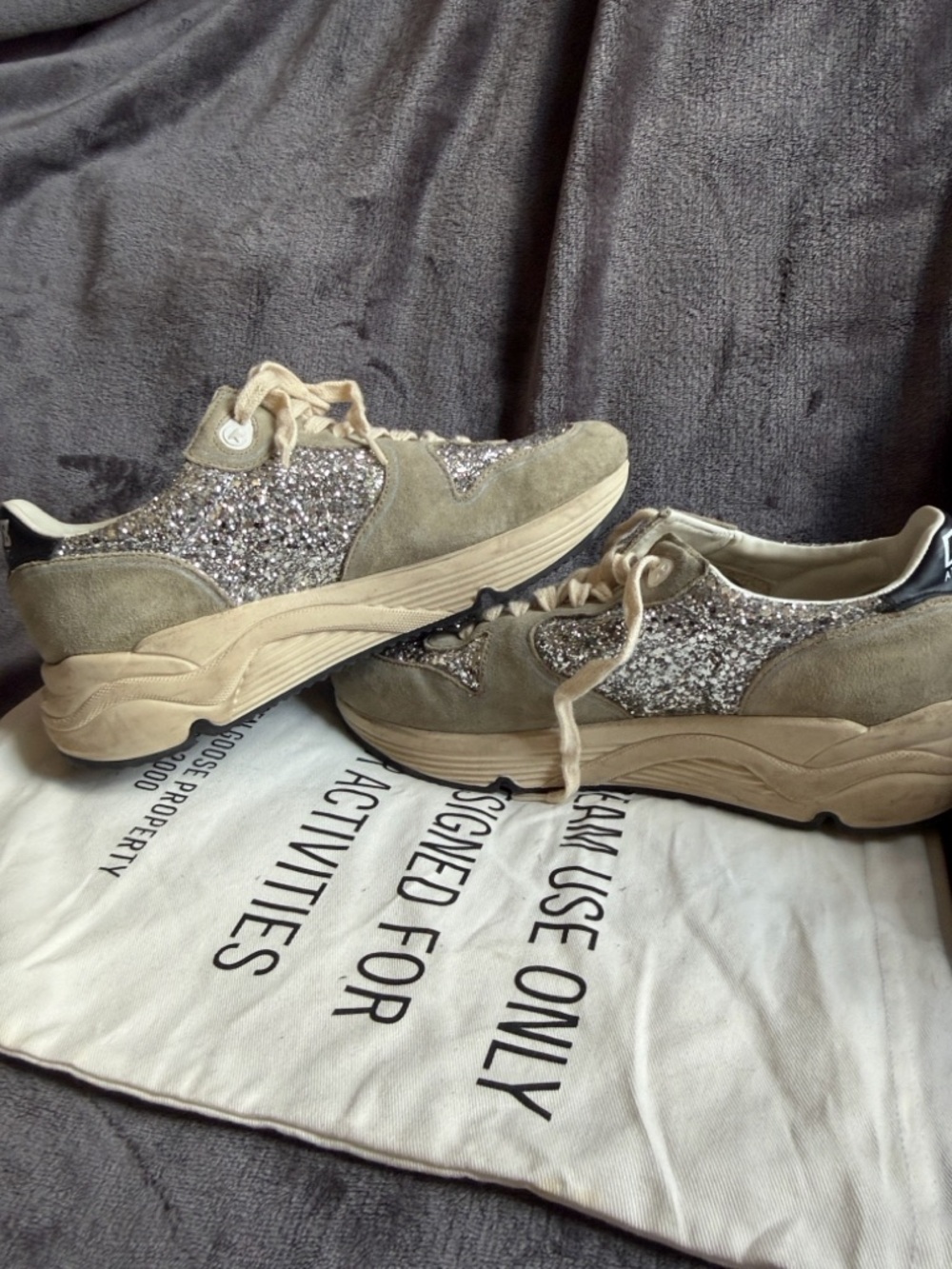 Golden Goose running soles with silver sparkles and dove grey - Picture 9 of 12